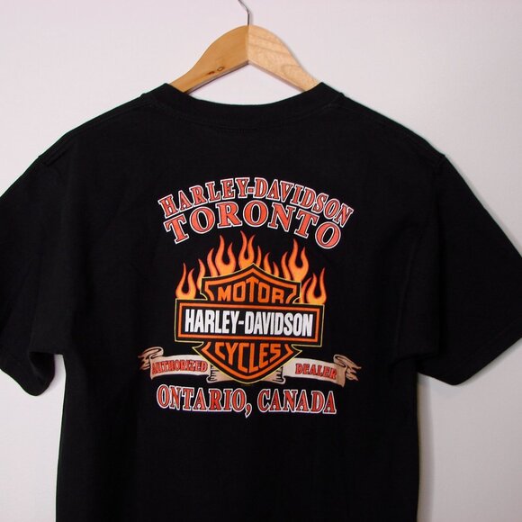 Harley-Davidson Other - Vintage Harley Davidson Black Flame Toronto Shirt Authorized Dealer 2002 Large